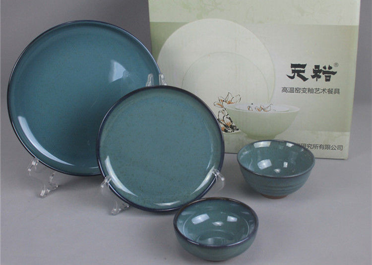 16PCS Ceramic Dinnerware Emerald Green Stoneware Tableware Set